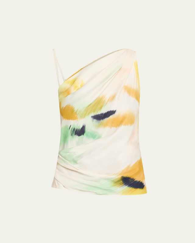 Aster Sleeveless Ruched One-Shoulder Top